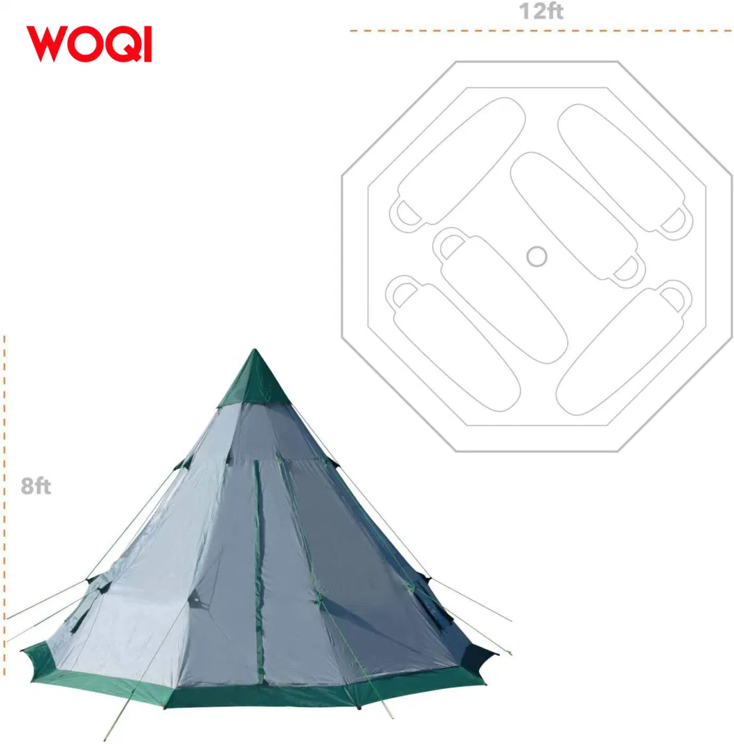 6-7 Person Aluminum Frame Winter Outdoor Camping Pop up Ultraviolet-Proof Party Event Folding Pyramid Tent