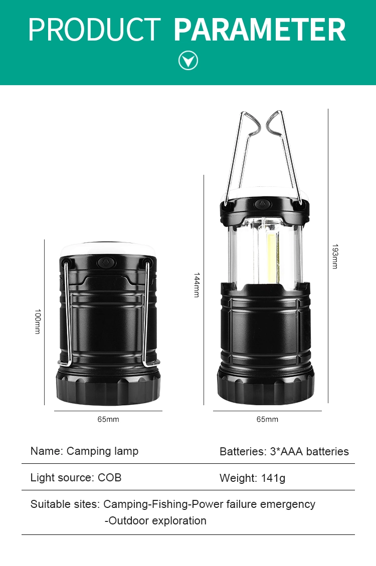3AAA Battery with Red Warning Light LED Camping Lantern