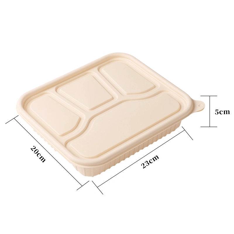 1100ml Disposable Corn Starch Cookware 5-Compartments Food Grade Lunch Box with Lid (DB-123)