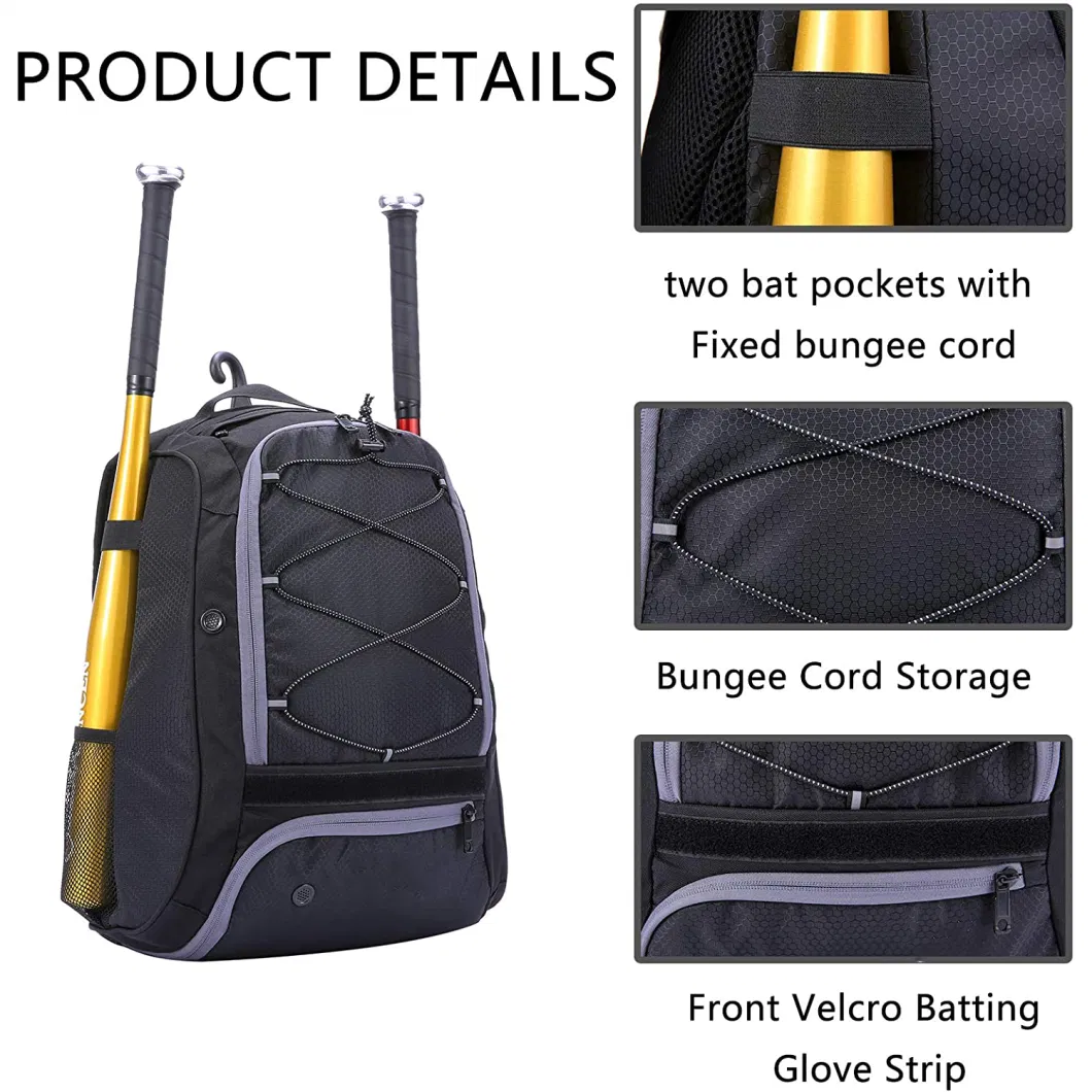 Outdoors Baseball Backpack for Youth and Adults Softball Equipment Bags with Shoe Compartment