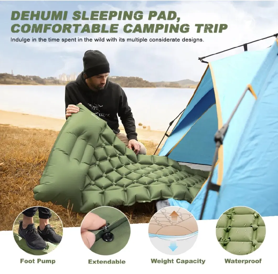 10cm Thick Wide Self-Inflating Sleeping Mat Sleeping Mat Foot Pump Camping Mat