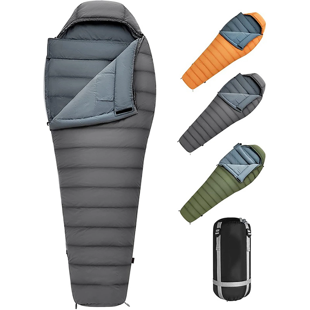 Wholesale Outdoor Down Sleeping Bags for Climbing Camping Traveling Four Seasons Portable Mommy Type Warm Sleeping Bags