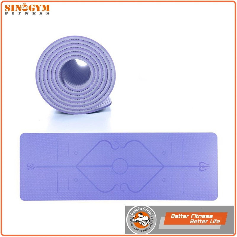 Dual Color TPE Yoga Pilate Exercise Mat with Posture Guidance Line