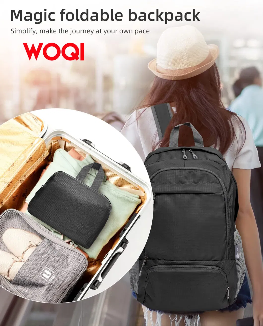 Woqi Lightweight Day Hiking Backpack: Travel Waterproof Hiking