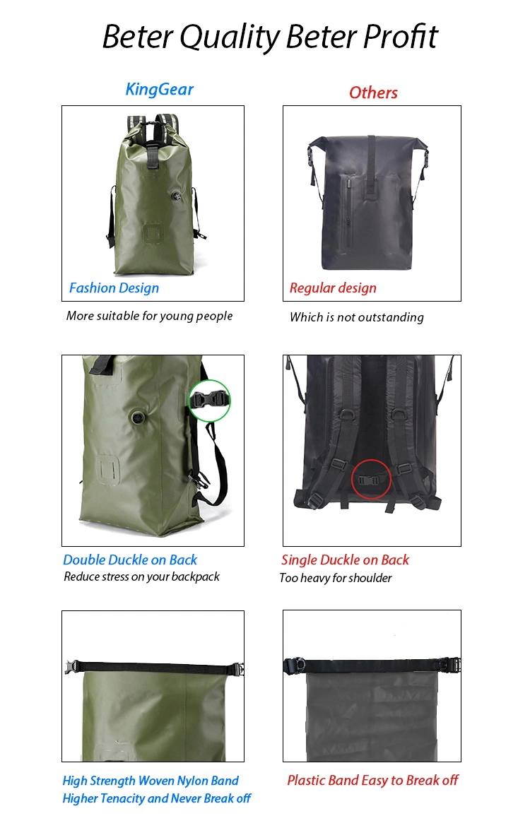 Water Proof Recycled Dry Bag 500d Tarpaulin PVC Outdoor Black Camping Waterproof Bag Backpack