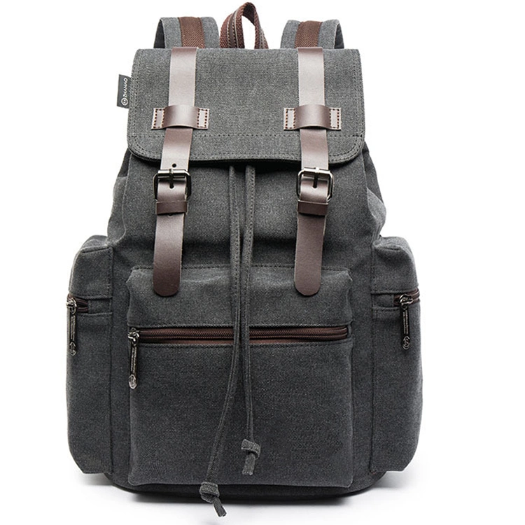 Vintage Waxed Canvas Drawstring Travel Laptop Backpack for College Student School Rucksack Camping Hiking Bags for Men Women