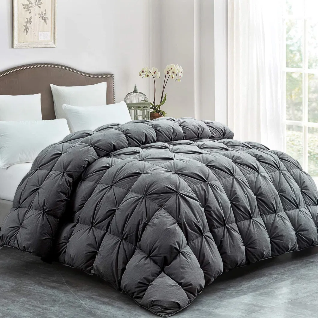 Custom Pinch Pleat Design Oversized King Duck Feather and Down Comforter