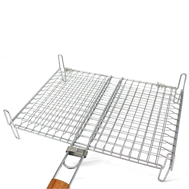 Stainless Steel BBQ Grilling Basket Vegetables Fish Baking BBQ Grill Basket Camping Barbecue Accessories