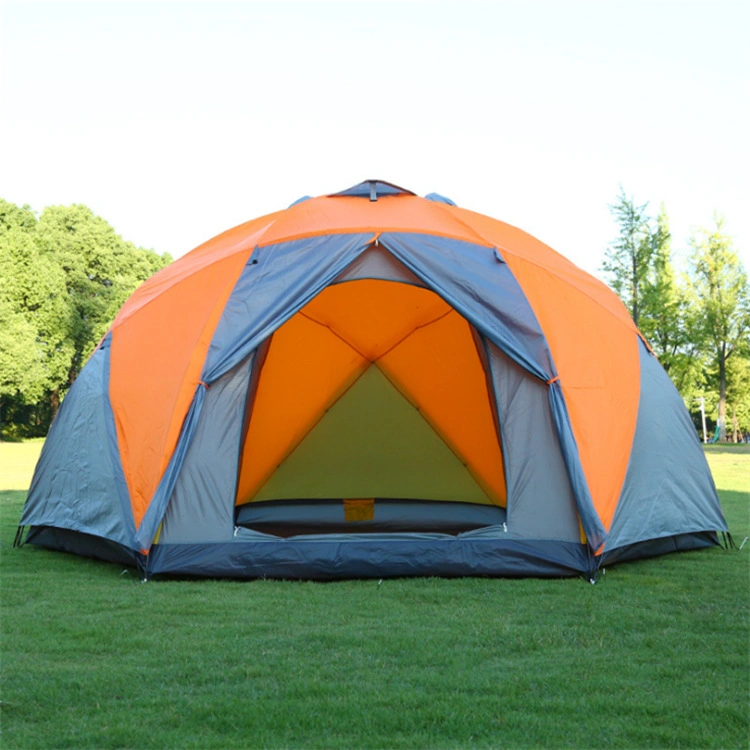 Large Double Deck, 3-Door, 6-Point Tent, 10 People Manual Tent