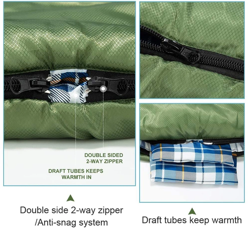 New Style Waterproof Ultralight Ripstop Folding Double Cotton Sleeping Bag with Compression Bag