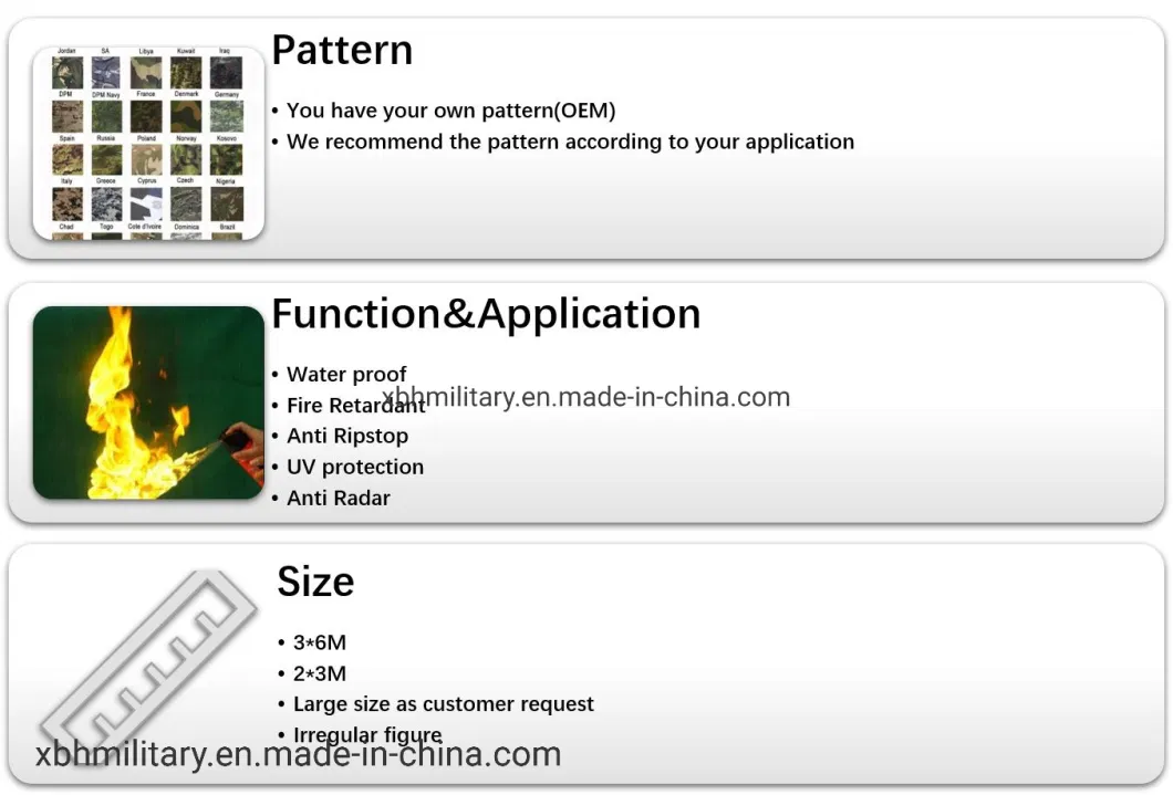 Anti Radar Fire Retardant Near Infared Camouflage Net for Tactical Use