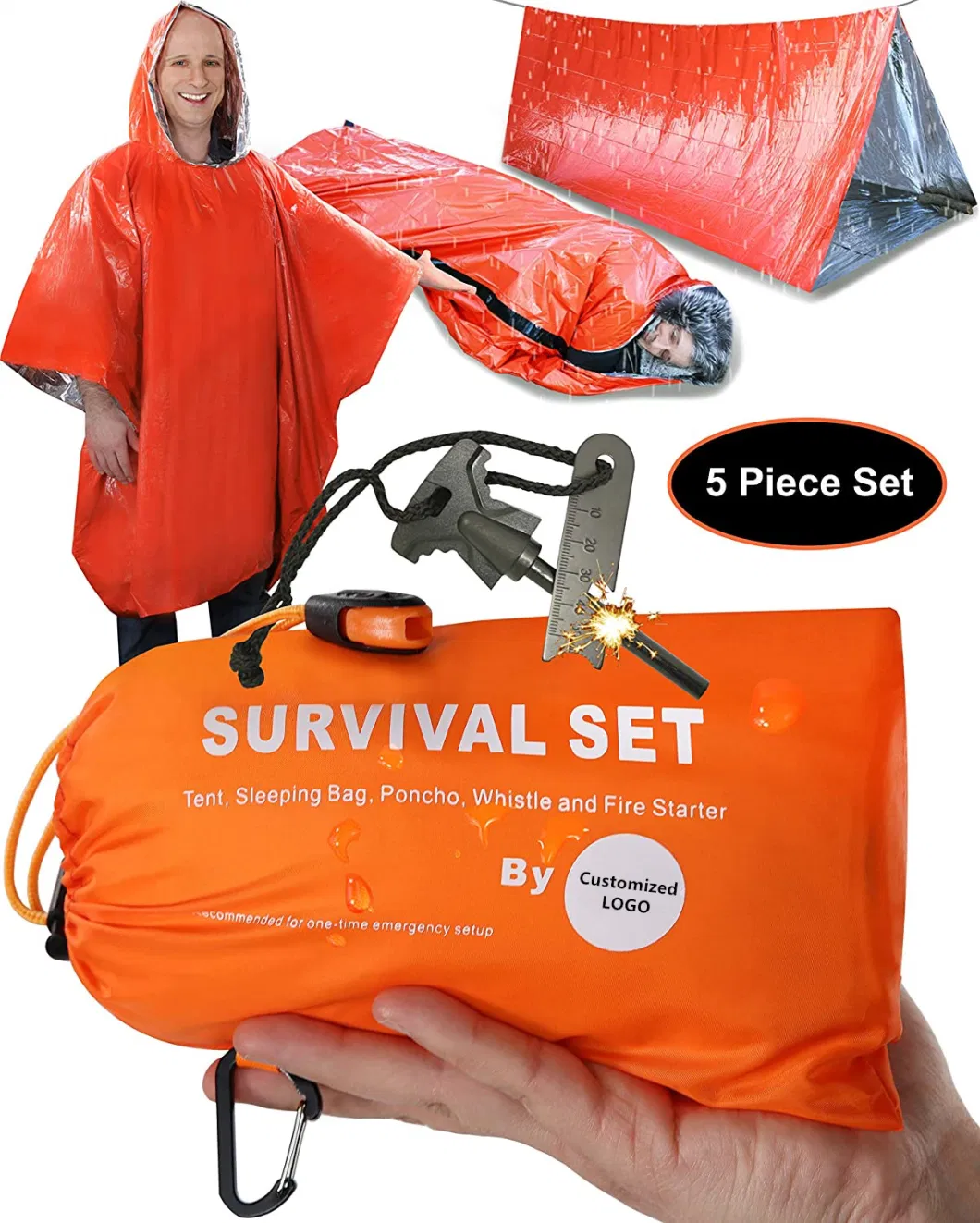 Emergency Sleeping Bags Survival Bivvy Sack with Whistles Lightweight Portable Survival Gear for Outdoor Camping Hiking