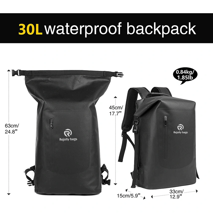 Waterproof Dry Backpack with Inside Zippered Pocket Roll Top Sack Keeps Gear Dry for Kayaking Boating Beach Rafting and Boating Bag