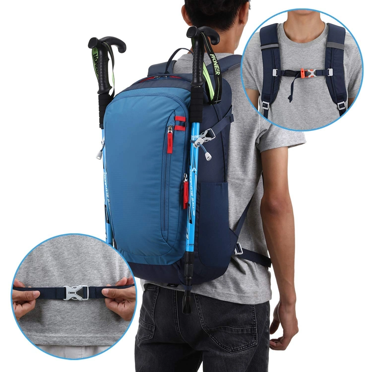 Hot Selling Outdoor Waterproof Nylon 30L Small Lightweight Hiking Backpack Leisure Sports Travel Backpack Bag for Men OEM Custom