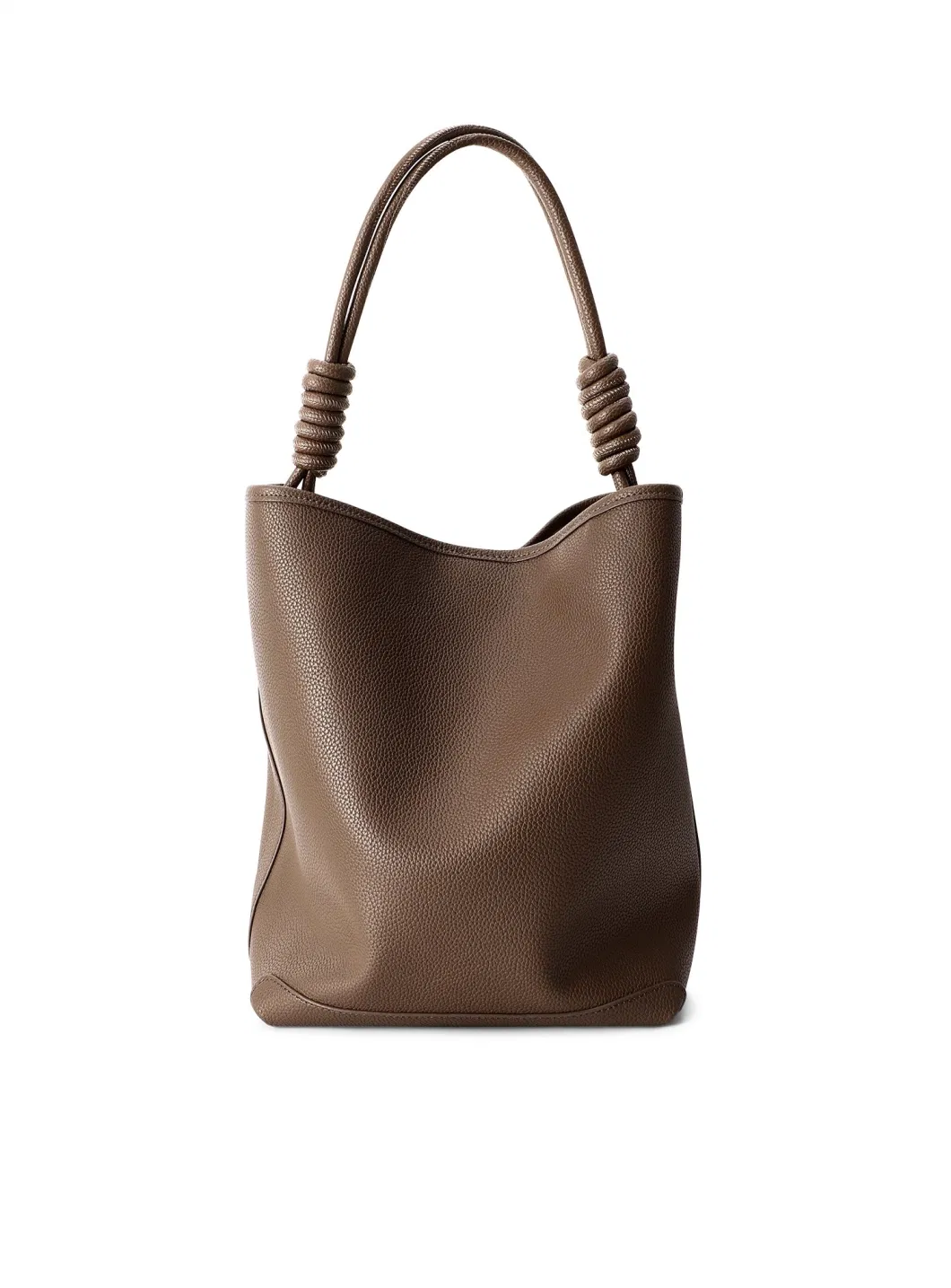 Cowhide Bag Female Twist Rope Bucket Simple Lazy Tote Bag Underarm Bag