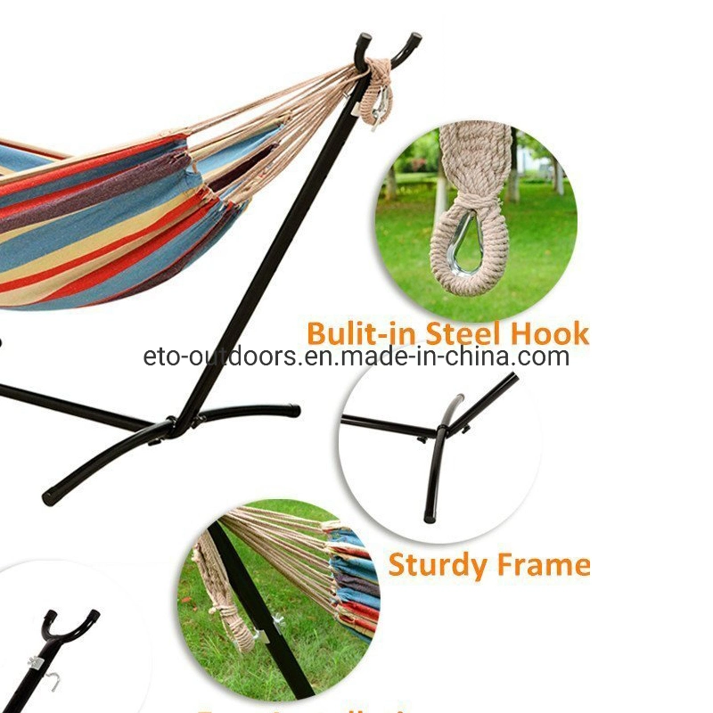 Indoor Double Cotton Canvas Hammock with Stand Home Decoration