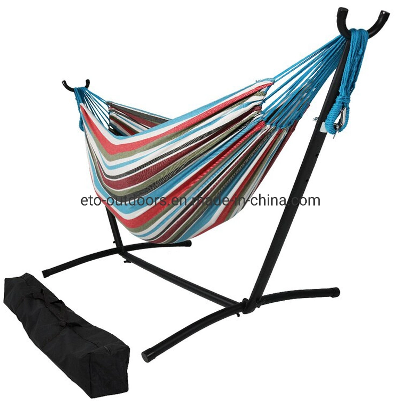 Indoor Double Cotton Canvas Hammock with Stand Home Decoration