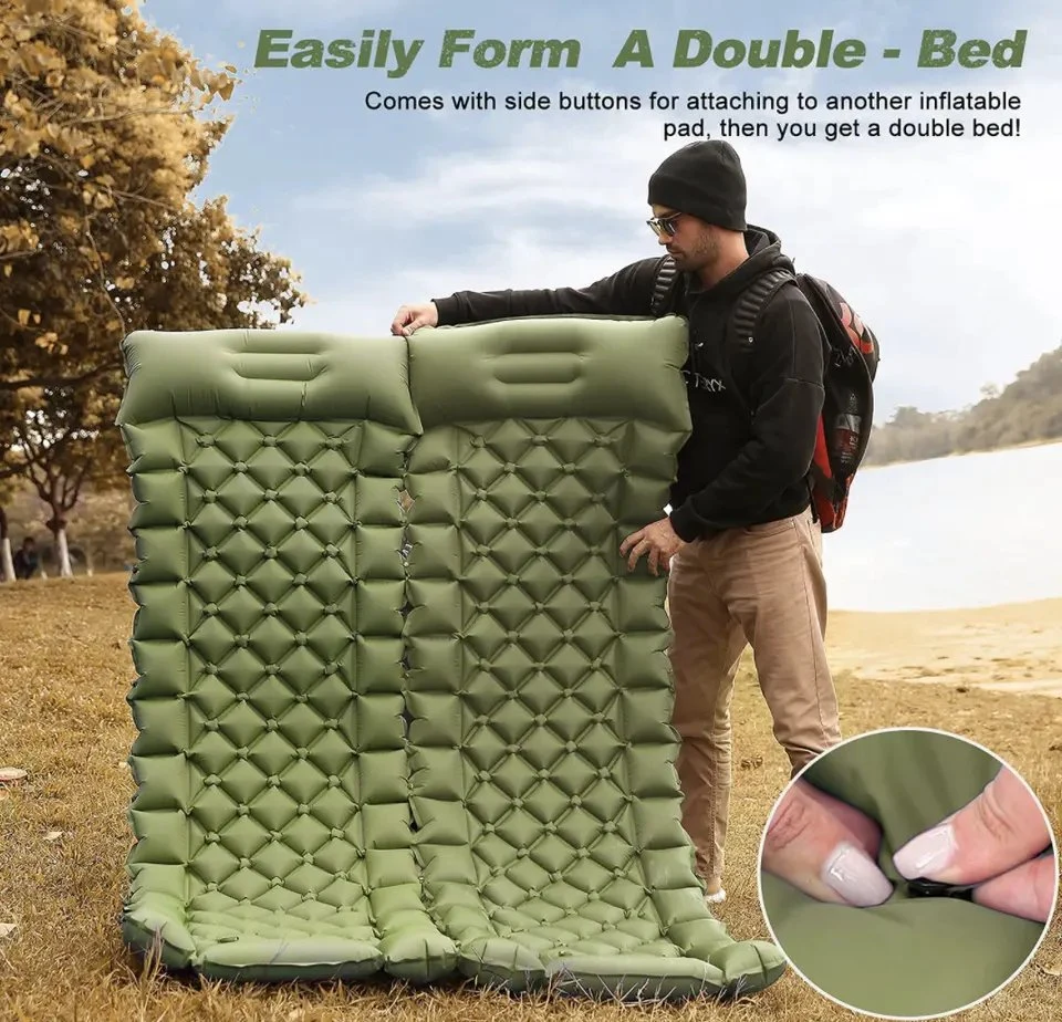 10cm Thick Wide Self-Inflating Sleeping Mat Sleeping Mat Foot Pump Camping Mat