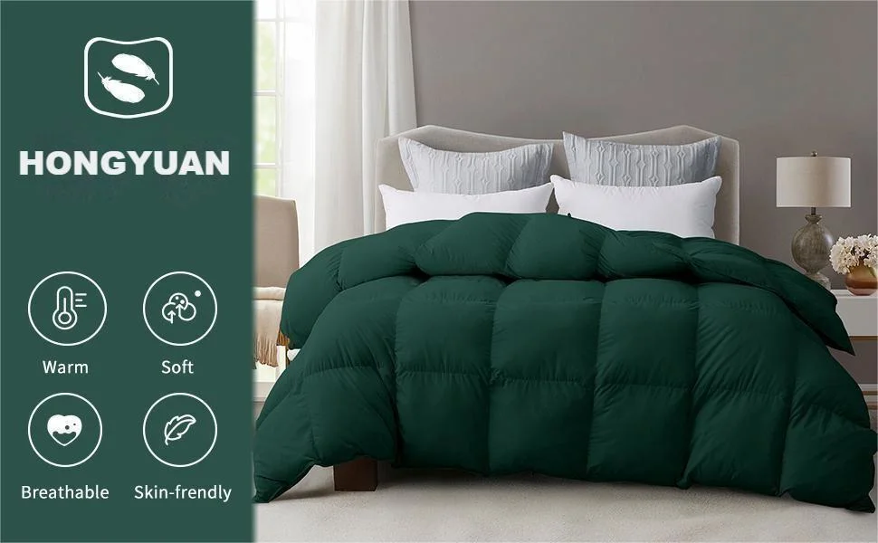 All-Season 75% Down Comforter Palatial King, Fluffy Duvet Insert with 8 Corner Tabs, Durable Down Proof Cotton Blended Fabric (Dark Green, 120&quot;X98&quot;)