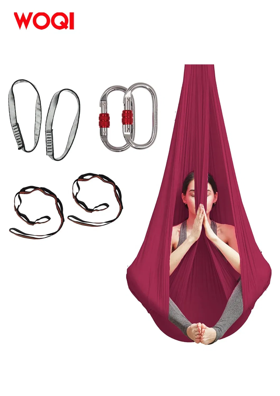 Woqi Strap Hook and Loop Anti Gravity Nylon Aerial Yoga Hammock