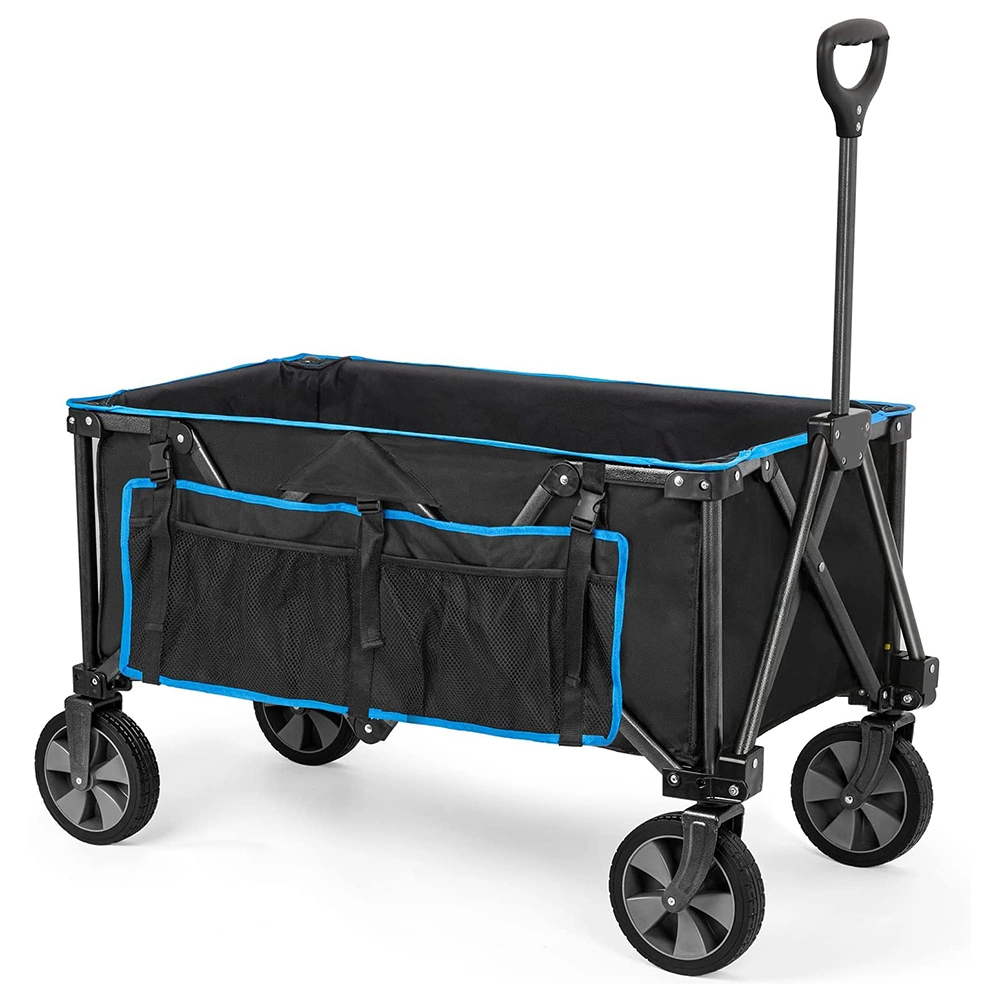 Collapsible Utility Folding Beach Wagon Cart with Removable Wheels