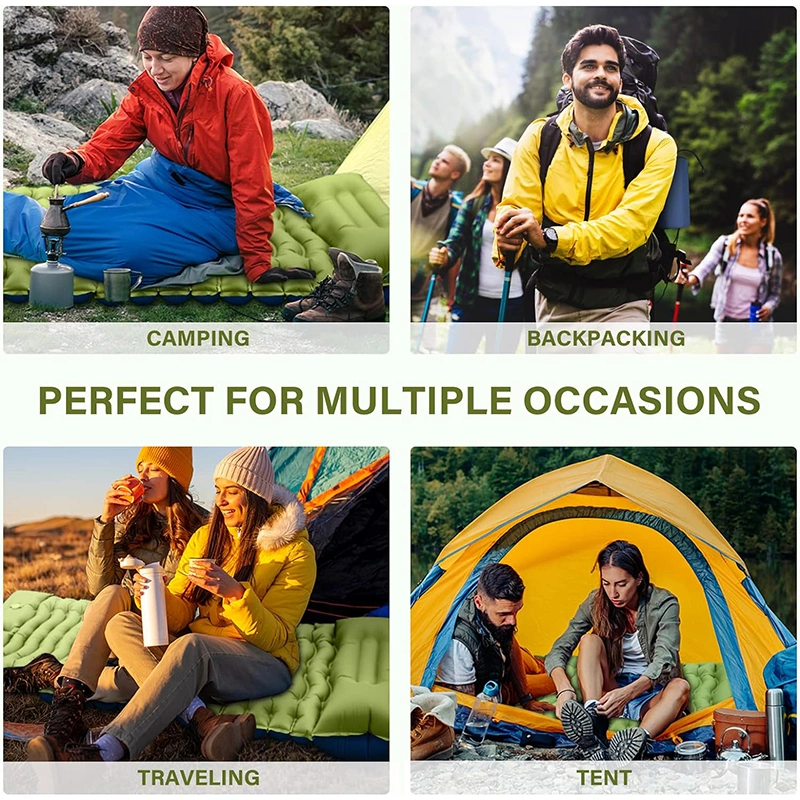 Ultralight Inflatable Sleeping Pads Camping Backpacking Hiking Traveling Tent Camping Mat with Pillow Foot Pump