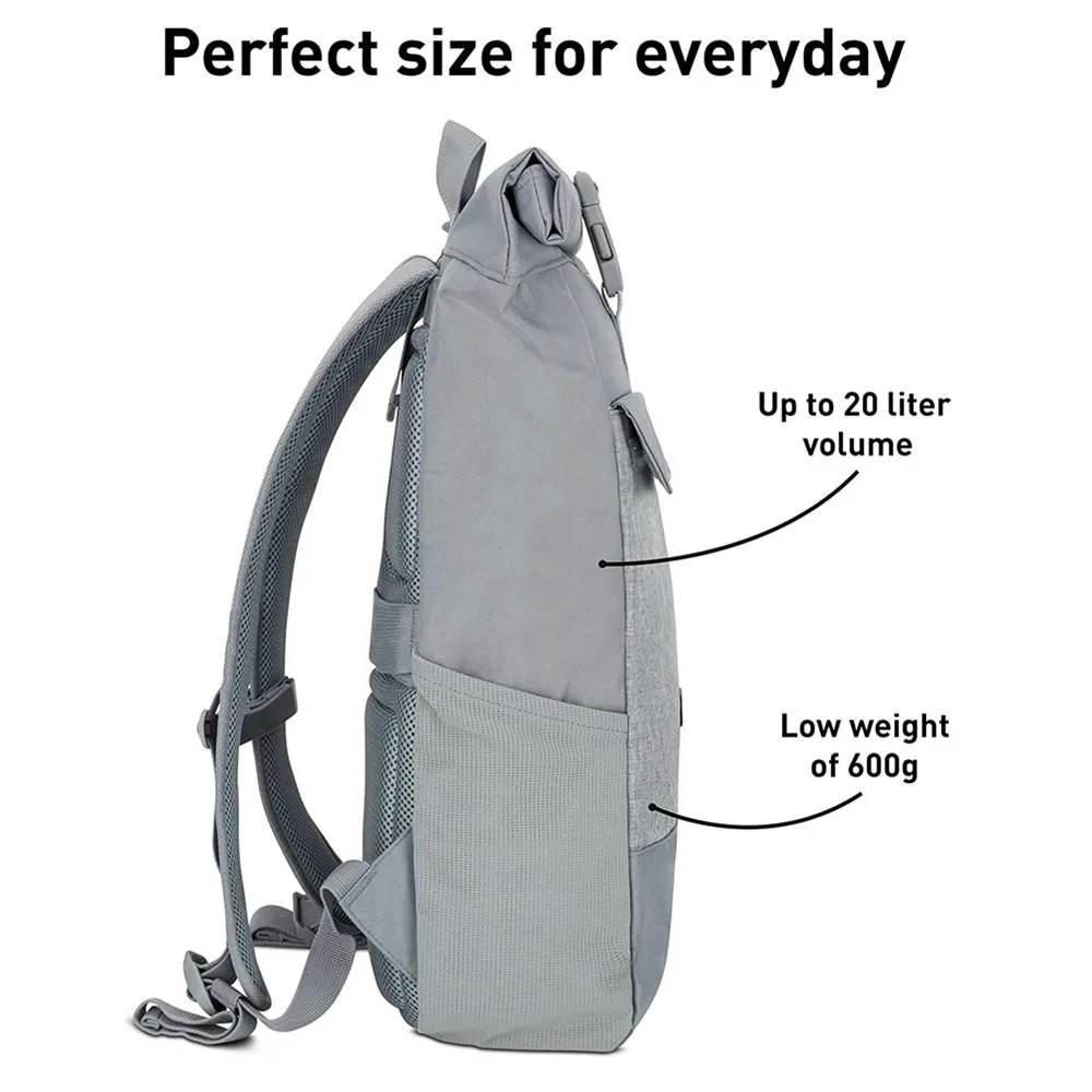 Modern and Practical Design Water-Repellent Padded Travel Laptop RPET Rolltop Backpack