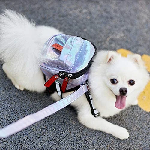 Dog Backpack Harness with Leash Puppy Small Dog Saddle Bag Back Packs for Hiking Travel Camping