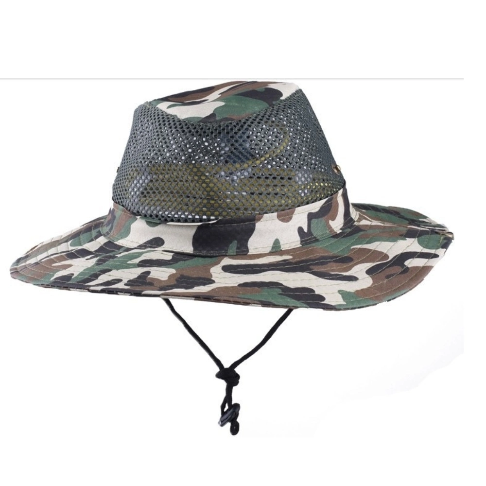 Polyester Wide Brim Summer Camouflage Mesh Cap-Net Sunhat Outdoor Ci23421