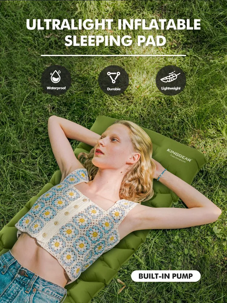 Camping Sleeping Pad with Built-in Foot Pump Waterproof Air Mattress Sleeping Mat