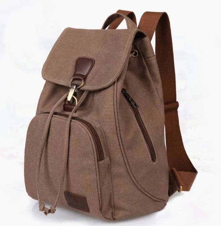 Fashion Large Waterproof Waxed Cotton Canvas Drawstring Backpack