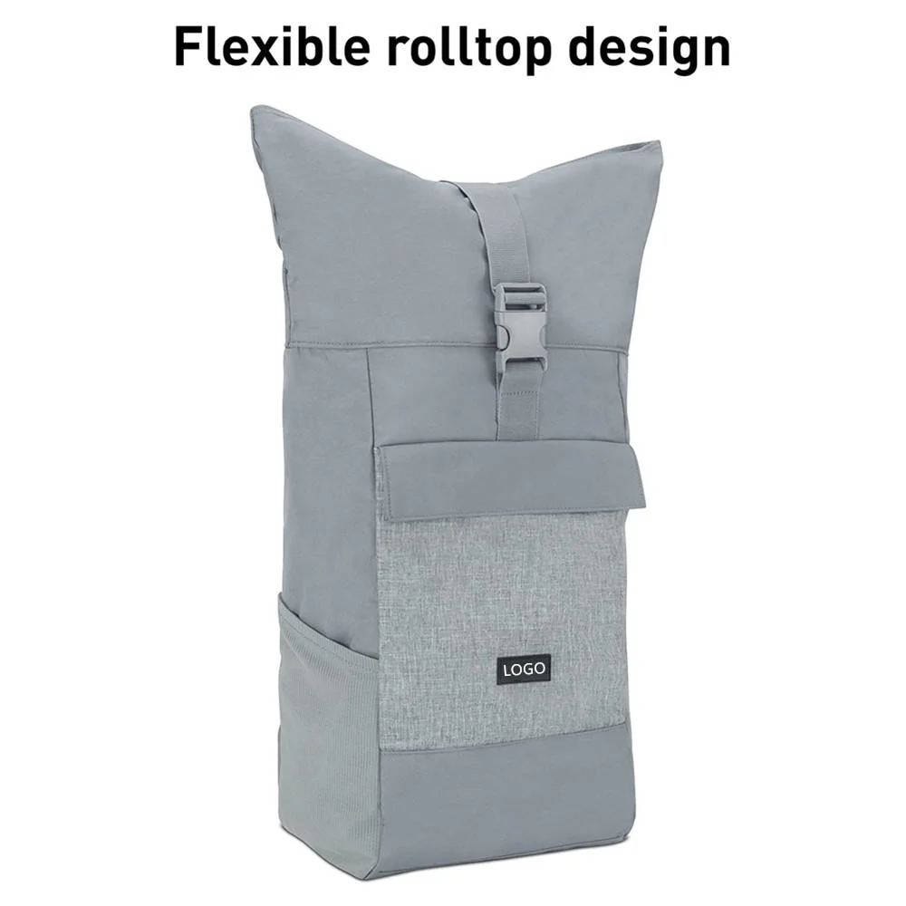 Modern and Practical Design Water-Repellent Padded Travel Laptop RPET Rolltop Backpack