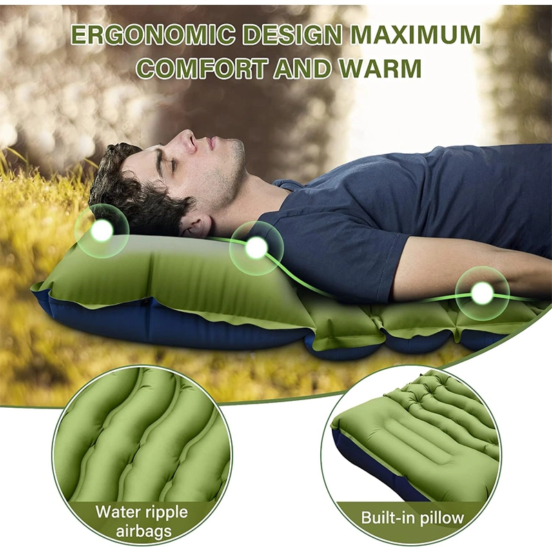 Ultralight Inflatable Sleeping Pads Camping Backpacking Hiking Traveling Tent Camping Mat with Pillow Foot Pump