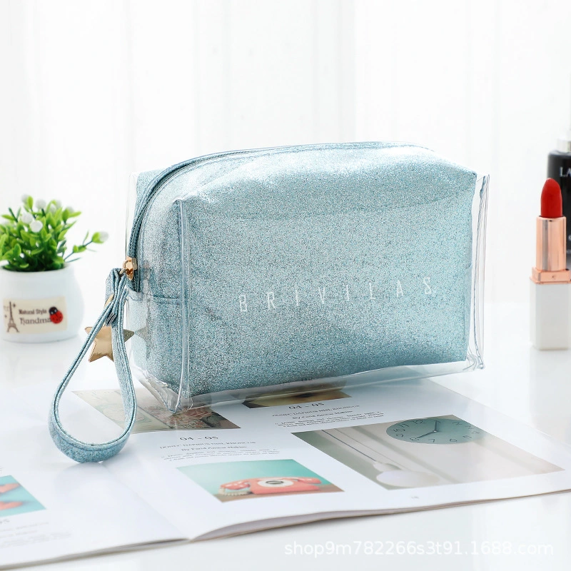 Portable Custom Logo Letters Waterproof Travel Storage Wash Brush TPU Lazy Cosmetic Bag Women