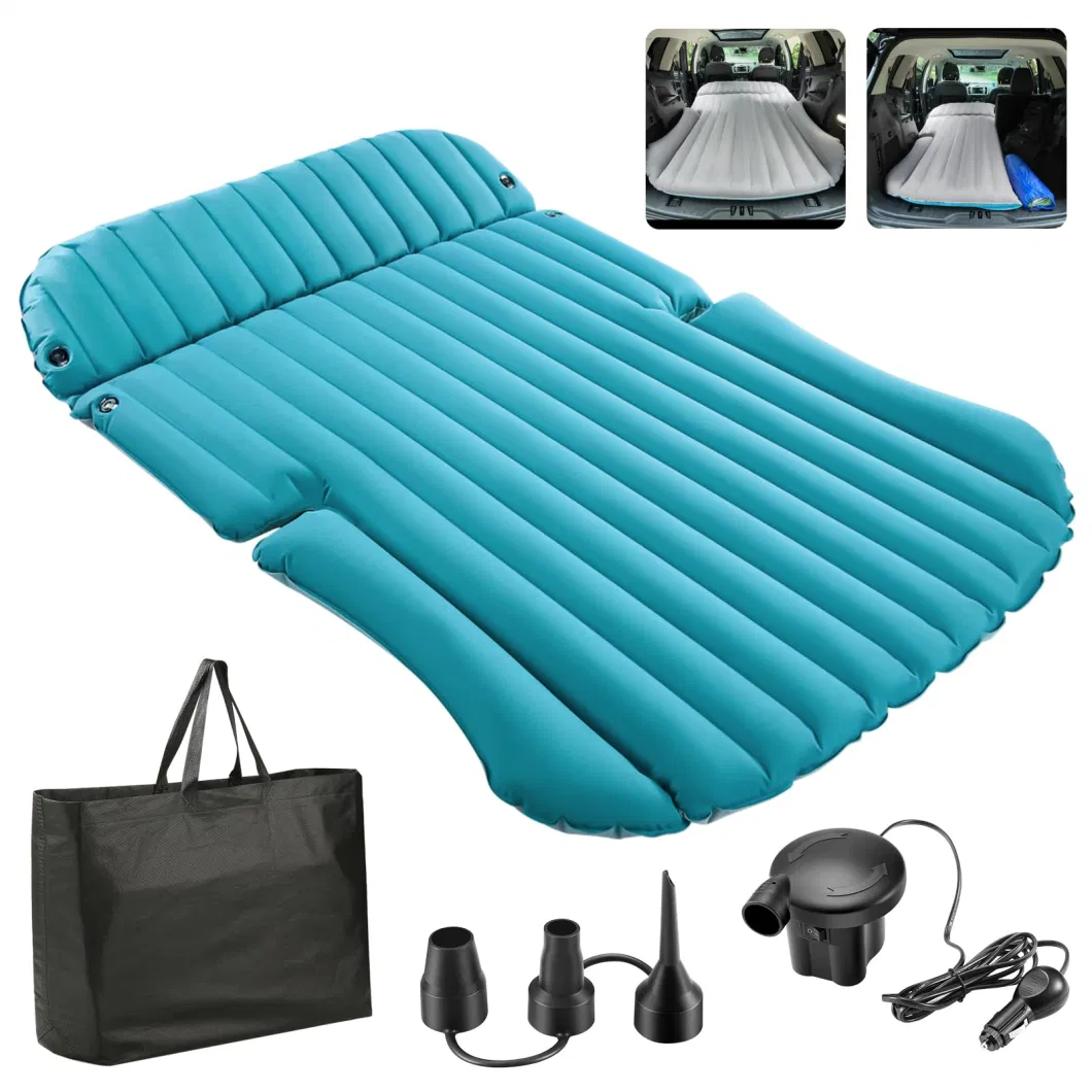 SUV Air Mattress Double Waterproof Mattress Foldable Inflatable Blue Grey Camping Bed