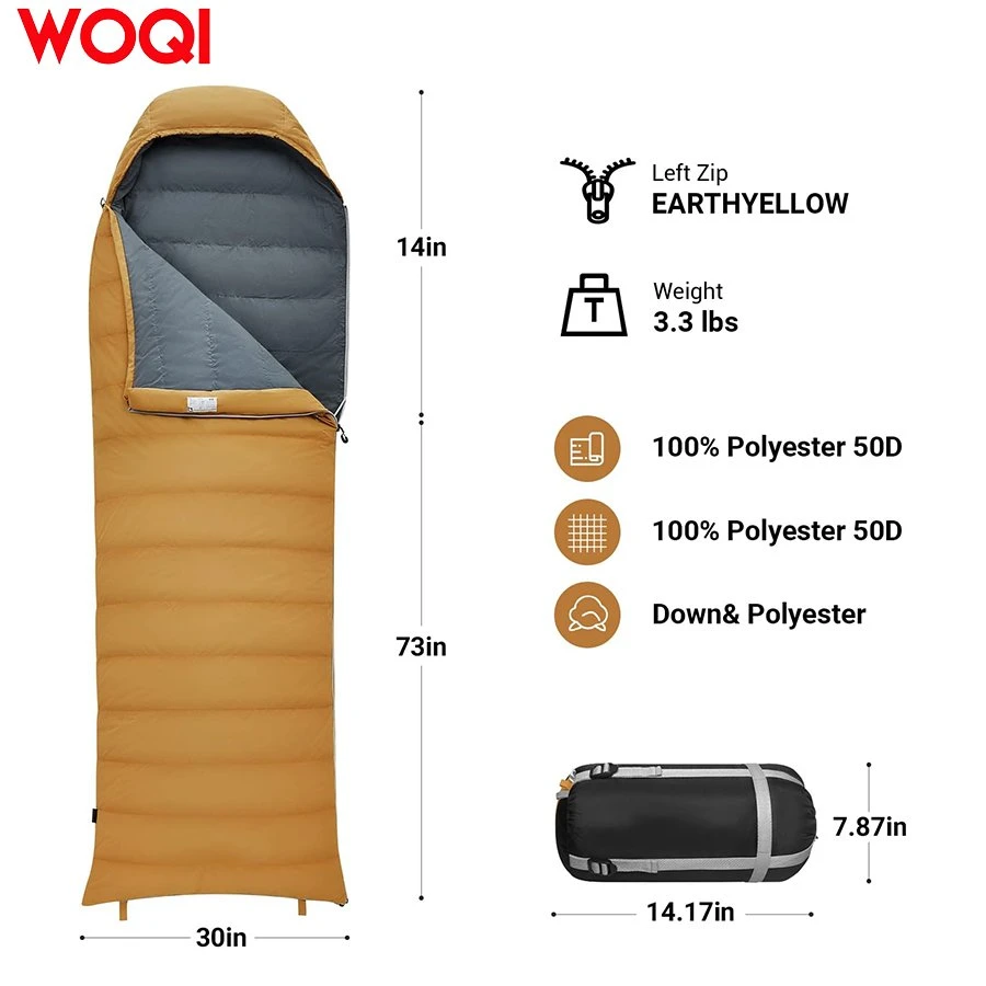 Woqi Ultra Lightweight Portable Down Sleeping Bag, Backpack Travel Sleeping Bag