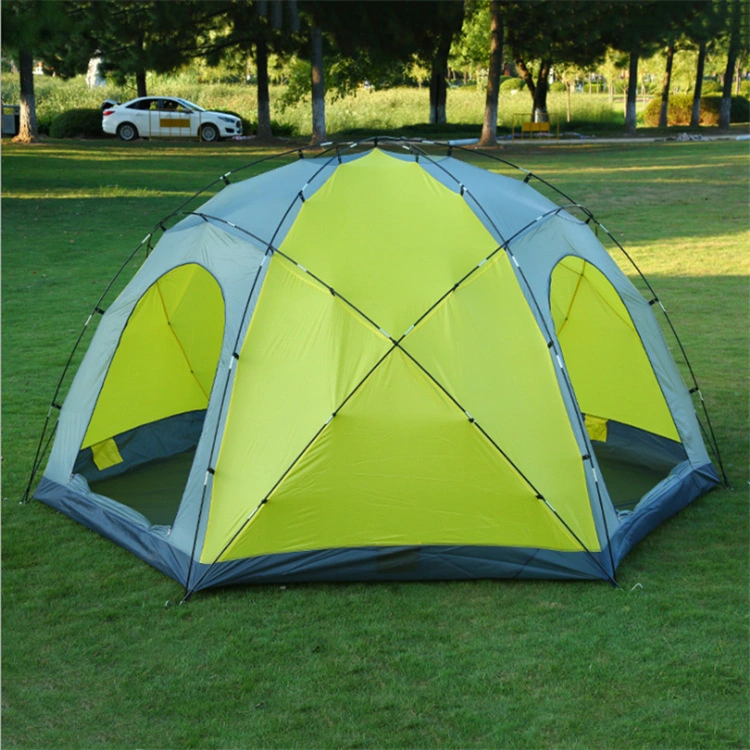 Large Double Deck, 3-Door, 6-Point Tent, 10 People Manual Tent