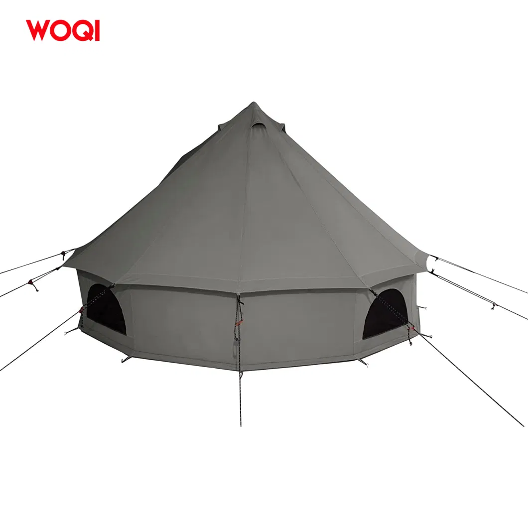 Family Cotton Canvas Bell Waterproof Luxury 8 Person Outdoor Double Door Folding Pyramid Camping Tent