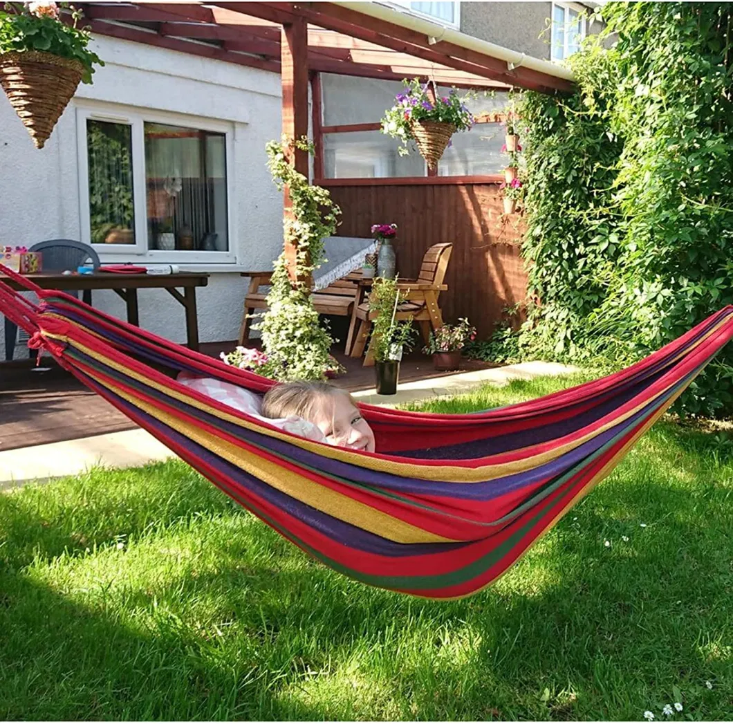 Garden Outdoor Portable Brazilian Double Cotton Polyester Leisure Sleeping Travel Backpacking Rope Hanging Swing Chair Camping Canvas Hammock