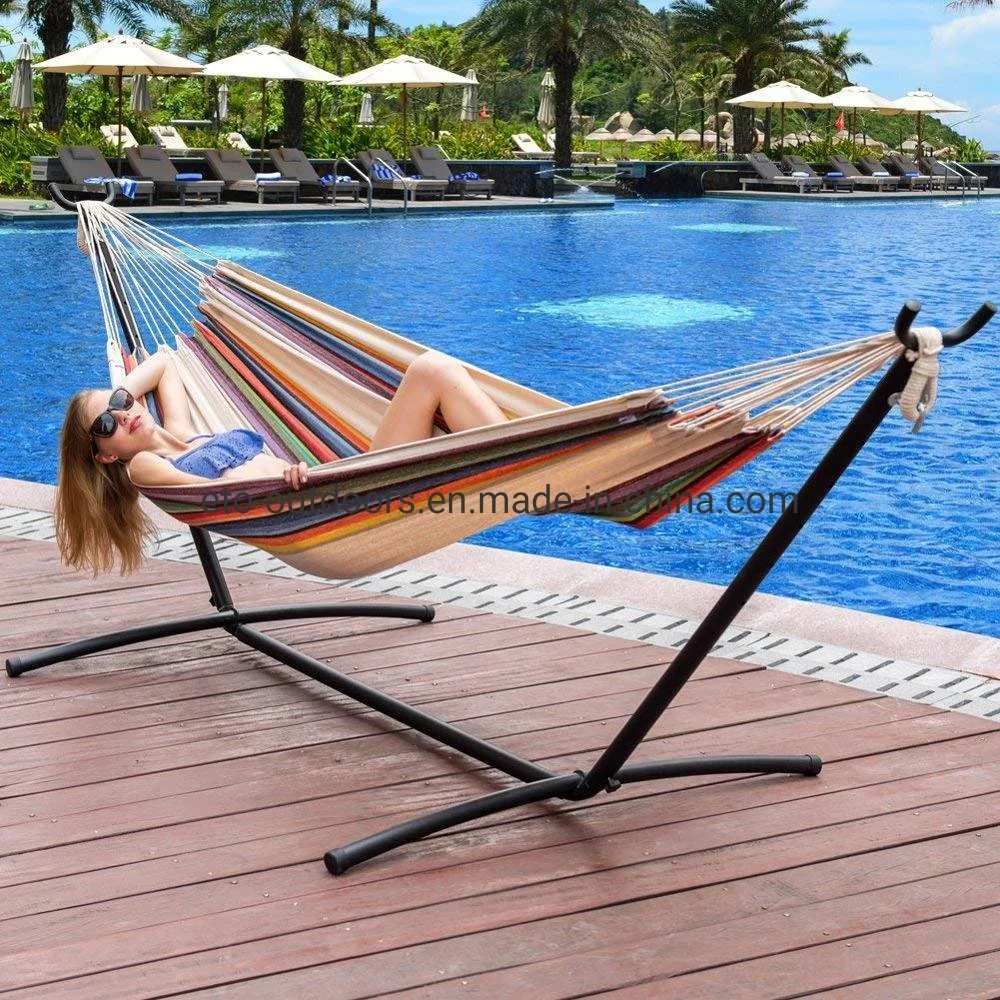 Indoor Double Cotton Canvas Hammock with Stand Home Decoration