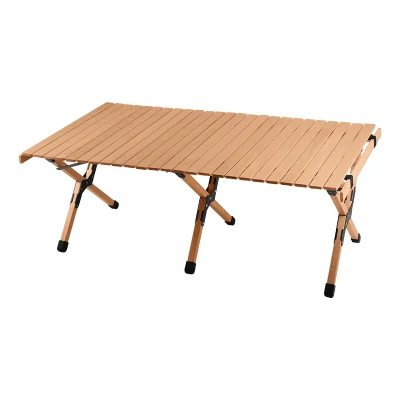 Mesa plegable de madera sólida Camping portátil plegable mesa de picnic al aire libre Pastel huevo rollo de madera de mesa de pesca Mobiliario de casa