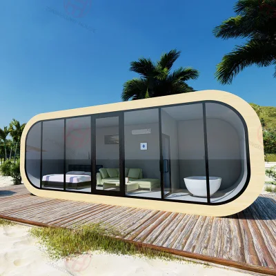 Prefabricado 20ft Villa de lujo Prehab Casa Shed Modular Pod Apple Cabaña exterior Camping para vivir