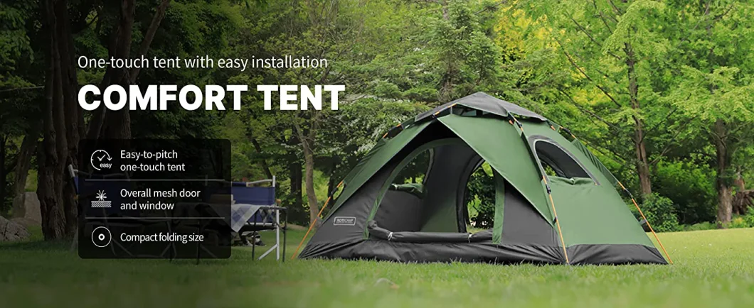Comfortable Instant 4 People Pop-up Dome Family Wind and Waterproof Automatic Outdoor Camping Tent