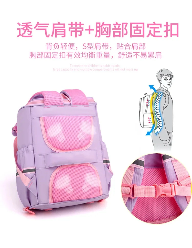 Girl School Bags Child Pink Unicorn Nylon Printing Backpack Kindergarten Student Cute Girls Children Schoolbag Waterproof Kid