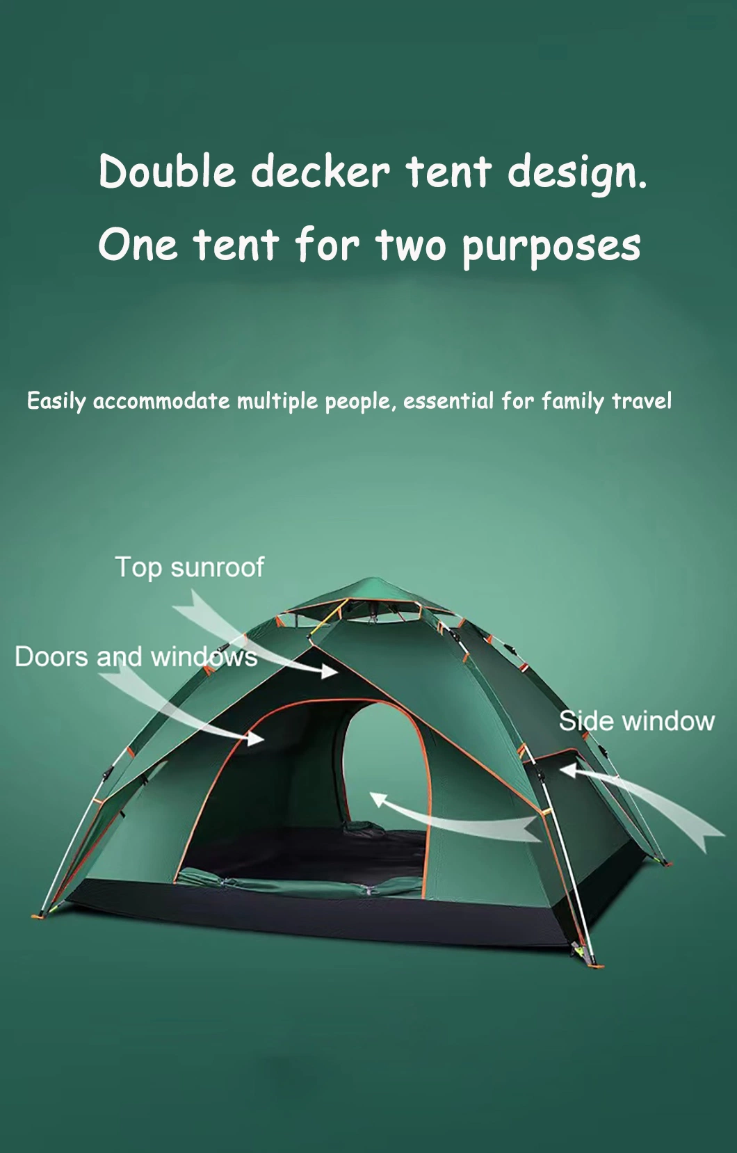 The Factory Price Outdoor Event Waterproof Large 2-6 Person Single Story Structure with Quick Open Camping Tent