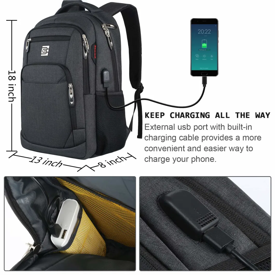Business Travel Laptops Backpack with USB Charging Port, Water Resistant College School Computer Bag for Women &amp; Men Fits