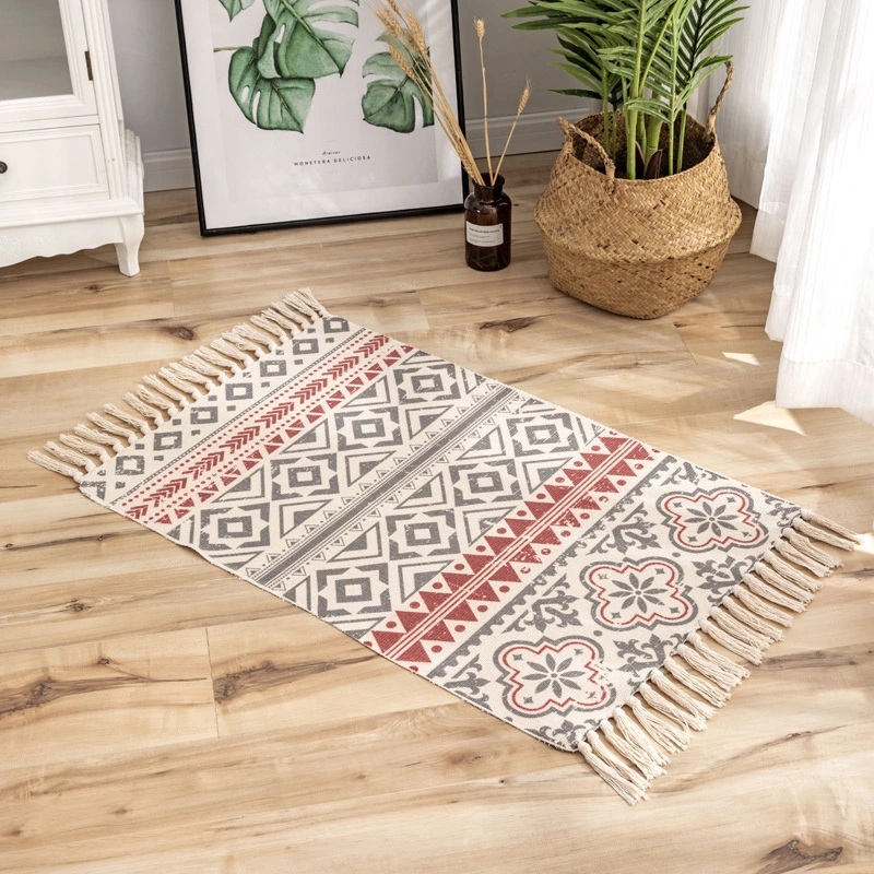 Round Cotton Linen Bohemia Prayer Tassels Carpet Table Area Rugs Modern Non-Slip Yoga Bath Mats Footcloth