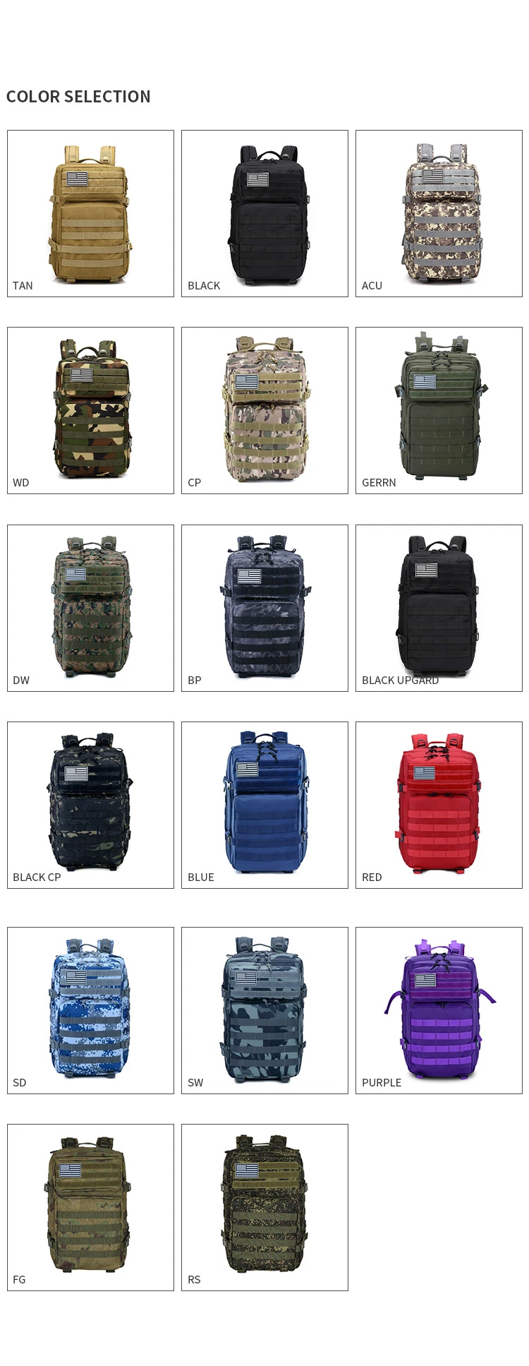 Sabado Waterproof Outdoor 45L Assault Military style Multifunctional Hiking Travel Bag 3 Day Tactical Backpack