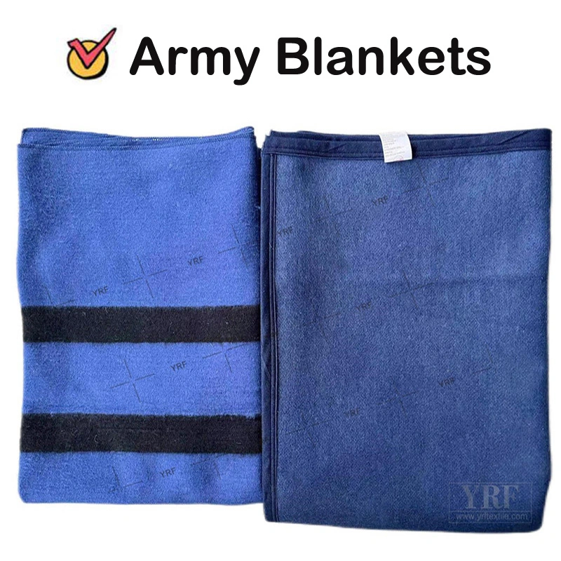 Military Style Blanket 50% Wool Grey Blue Camp Blanket Waterproof Fireproof Logo 600g 150X200cm Emergency Relief Shelter Isolation Thermal Blanket