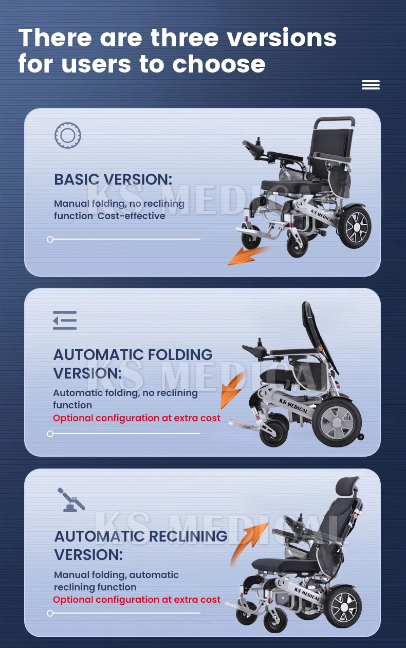 Ksm-606af Mdr Aluminium Auto Folding Electric Power Wheelchair Mobility Chairs for Disabled Travel